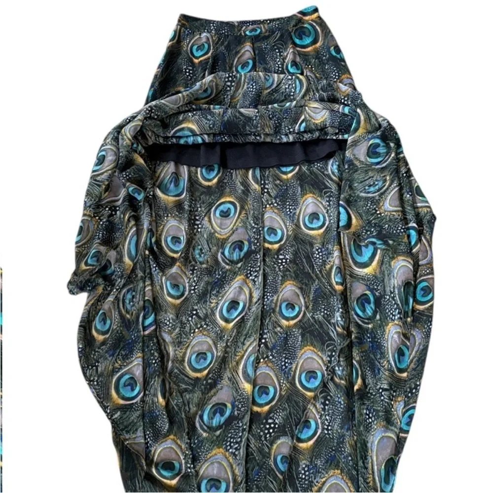 Like New Show Me Your Mumu Peacock Feather Maxi Skirt Size Small